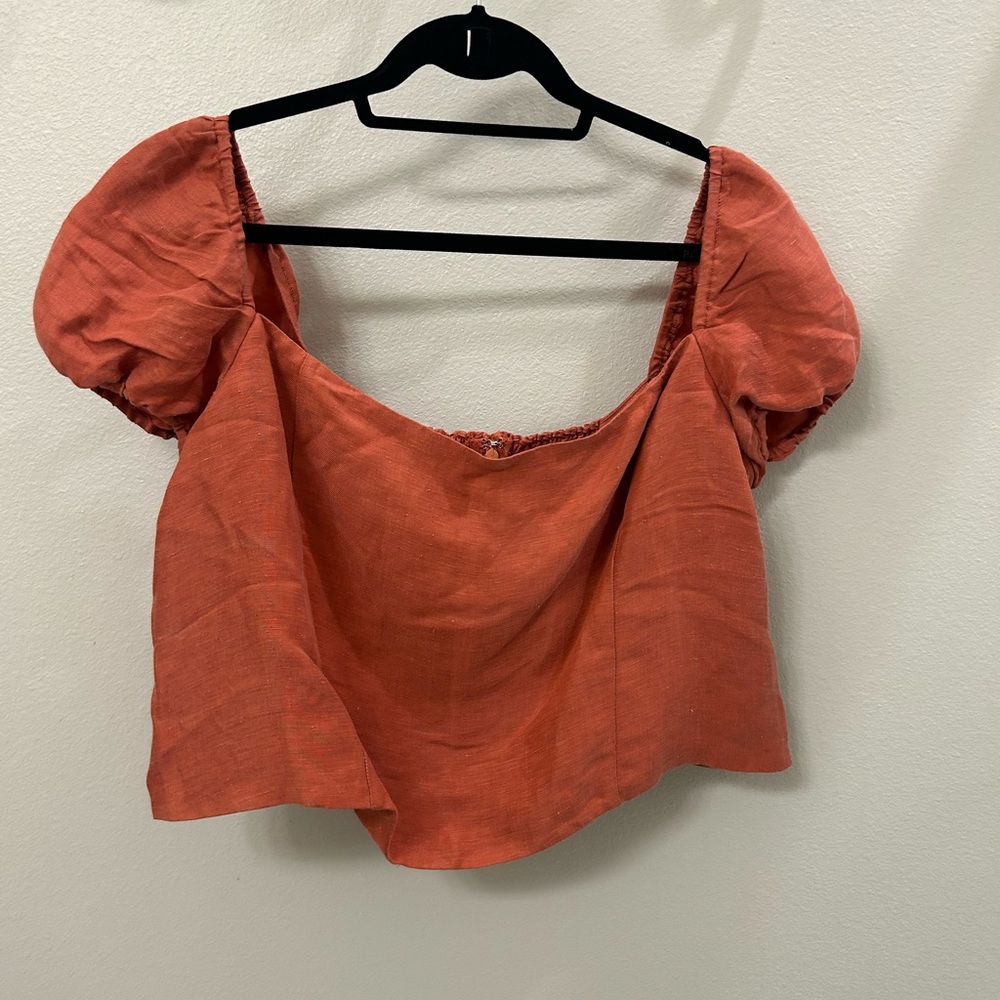 J. Crew Rust Puff Sleeve Blouse